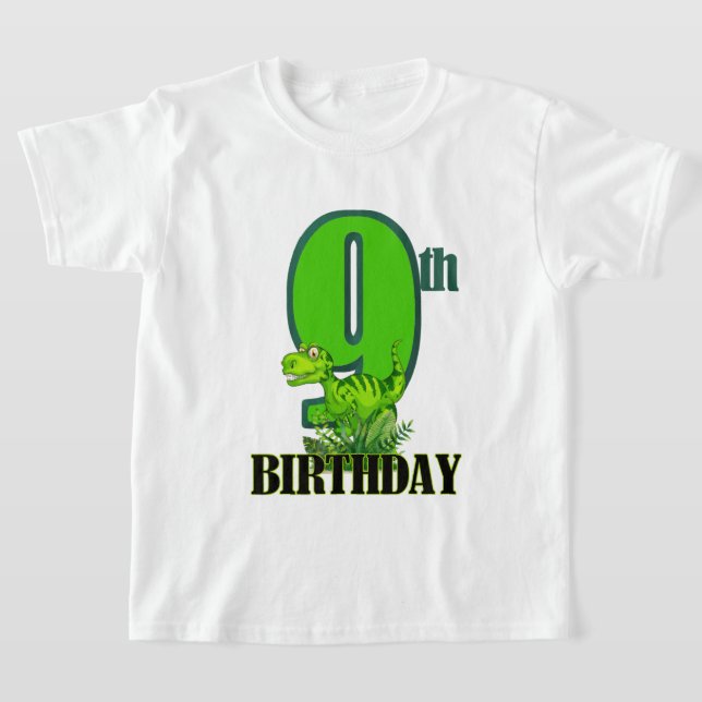Niedliche Jungen alt neun Dinosaurier T - Shirt (Ablage )