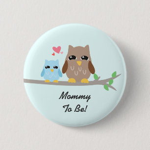 Niedliche Jungen-Baby-Duschen-Eule Button