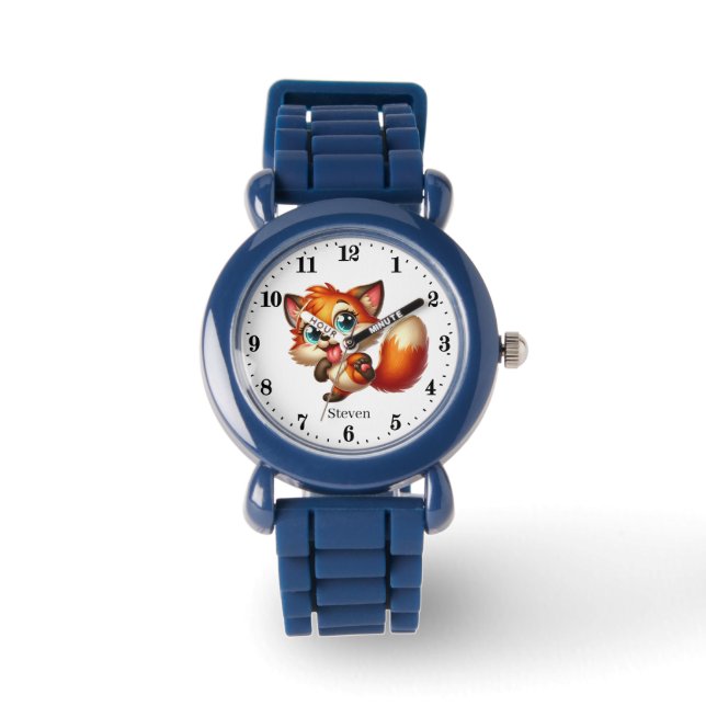 Niedliche Jungen-Fuchsliebhaber geben Namen Armbanduhr (Vorderseite)