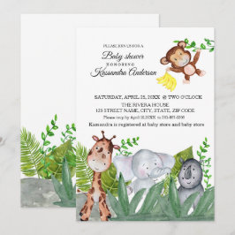 Niedliche Jungle Animal Baby Dusche Einladung