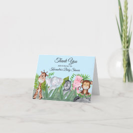 Niedliche Jungle Animal Blue Babydusche Dankeskarte