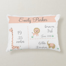 Niedliche Jungle Animals Baby Girl Ankündigung Pil Zierkissen