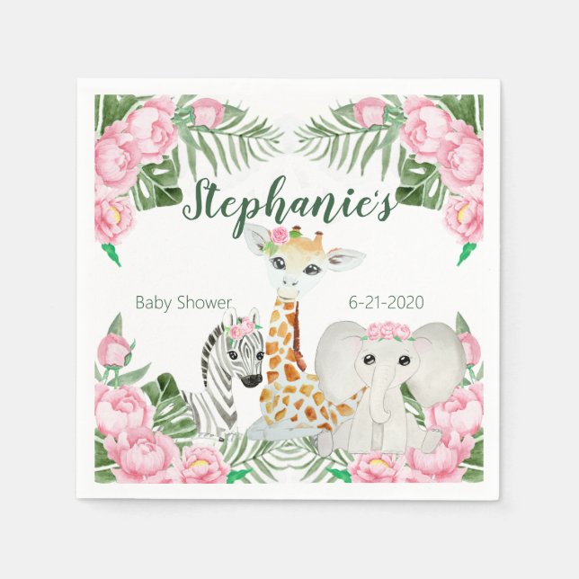 Niedliche Jungle Animals Baby Girl Dusche Serviette (Vorderseite)