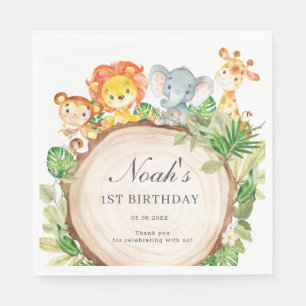 Niedliche Jungle Animals Greenery Babydusche Gebur Serviette