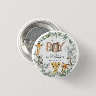 Niedliche Jungle Animals Grüne Kinderdusche Button