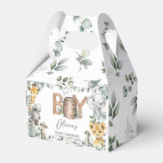 Niedliche Jungle Animals Grüne Kinderdusche Geschenkschachtel (Vorderseite)