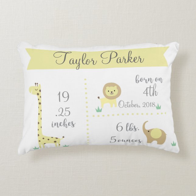 Niedliche Jungle Animals Kinderankündigung Pillow Dekokissen (Vorderseite)
