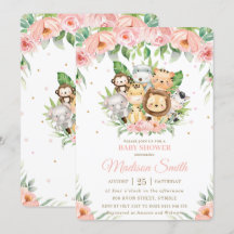 Niedliche Jungle Animals Safari Pink Floral Baby D