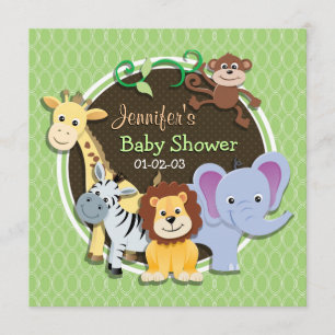 Niedliche Jungle-Babydusche; helle grüne Ovale Einladung