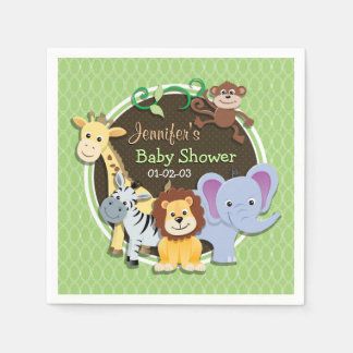 Niedliche Jungle-Babydusche; helle grüne Ovale Serviette