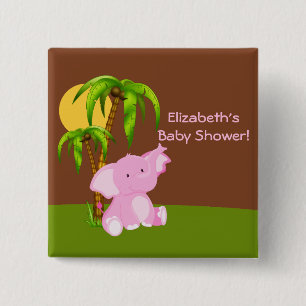 Niedliche Jungle Elephant Girl Babydusche Button