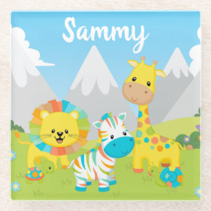 Niedliche Jungle Friends Kinder Glasuntersetzer