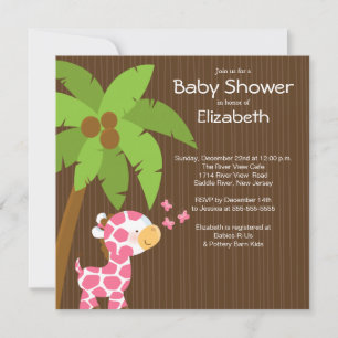 Niedliche Jungle Giraffe Girl Babydusche Einladung