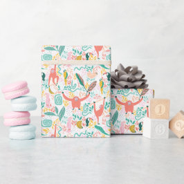 Niedliche Jungle-Happy-Tiermuster in hellen Farben Geschenkpapier