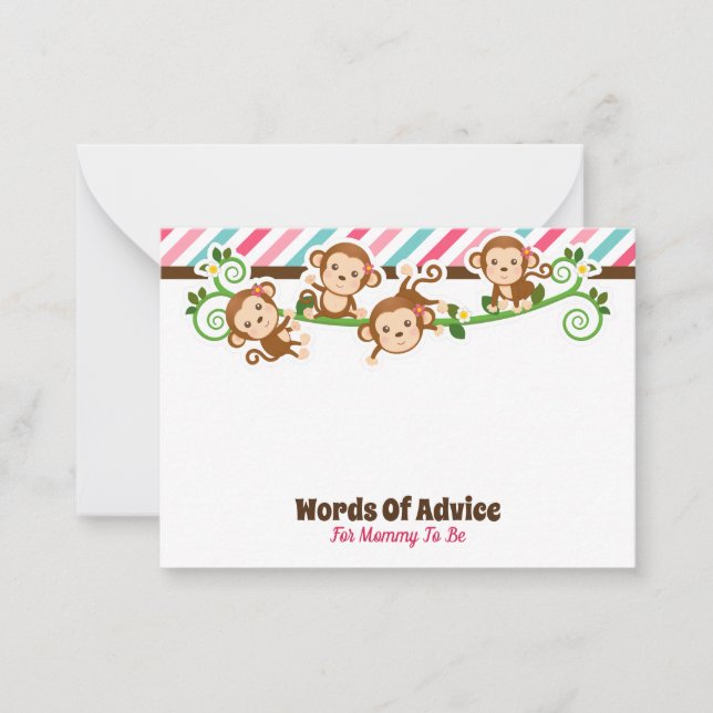 Niedliche Jungle Jungle Advice Cards Kinderdusche Mitteilungskarte (Vorderseite)