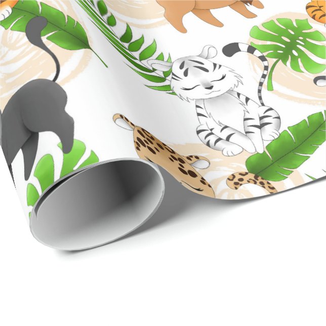 Niedliche Jungle-Katzen Vielfalt der Wildtiere Geschenkpapier (Rolleneckpunkt)