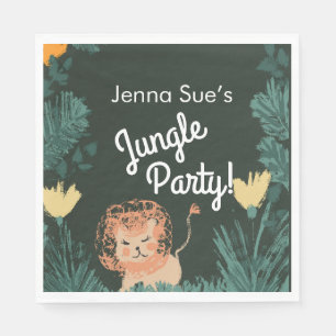 Niedliche Jungle Lion Art Safari Geburtstagsparty Serviette
