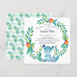 Niedliche Jungle Rhino Babydusche Einladung