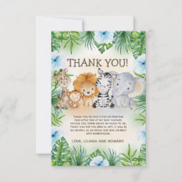 Niedliche Jungle Safari Animals Baby Boy Dusche Dankeskarte