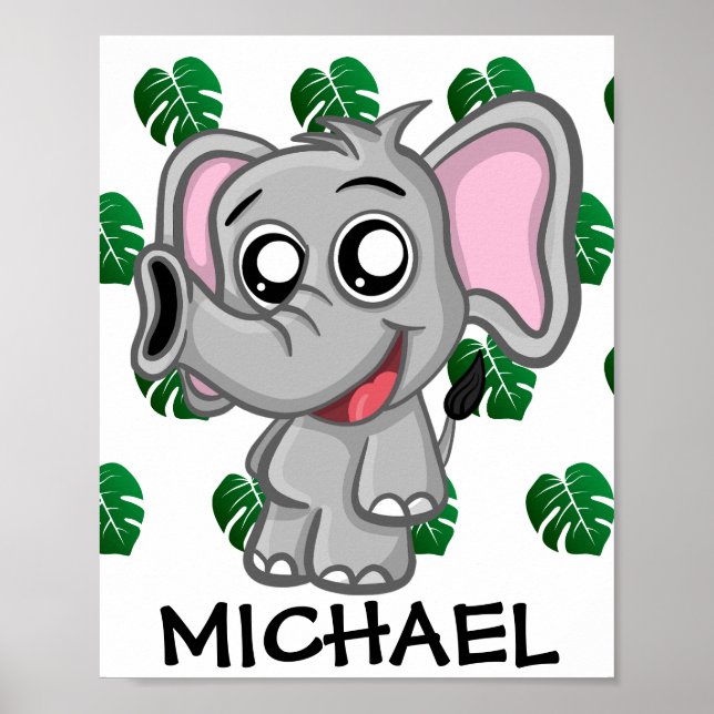 Niedliche Jungle Safari Elephant Animal Kids Poster (Vorne)