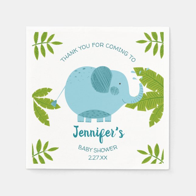 Niedliche Jungle Safari Elephant Baby Dusche Serviette (Vorderseite)