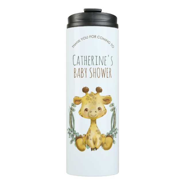 Niedliche Jungle Safari Giraffe Kinderdusche Danke Thermosbecher (Vorderseite)