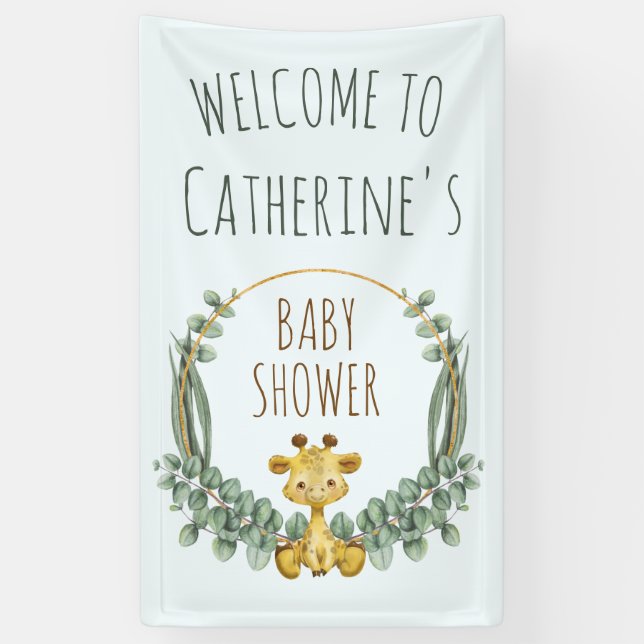 Niedliche Jungle Safari Giraffe Kinderdusche Willk Banner (Vertikal)