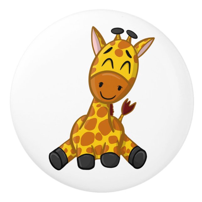 Niedliche Jungle Safari Giraffe Tierkids Keramikknauf (Vorderseite)