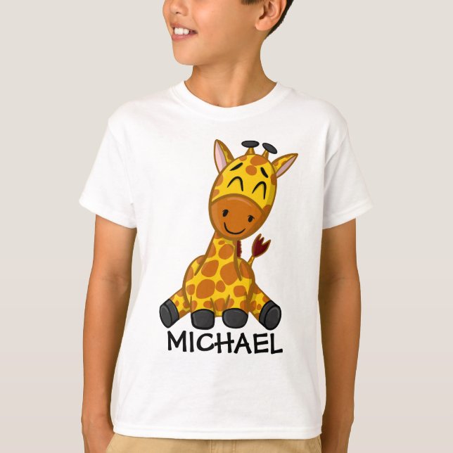 Niedliche Jungle Safari Giraffe Tierkids T-Shirt (Vorderseite)