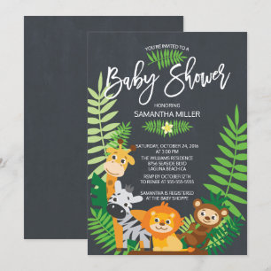 Niedliche Jungle Safari Kinderdusche Einladung