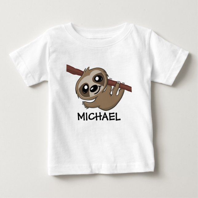 Niedliche Jungle Safari Sloth Tierkids Baby T-shirt (Vorderseite)