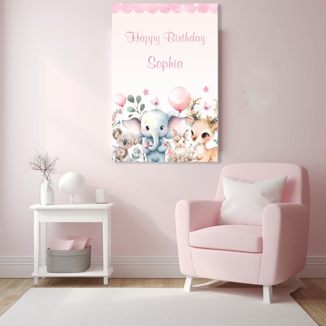 Niedliche Jungle Safari Tiere Girl Geburtstag Will Poster (Von Creator hochgeladen)