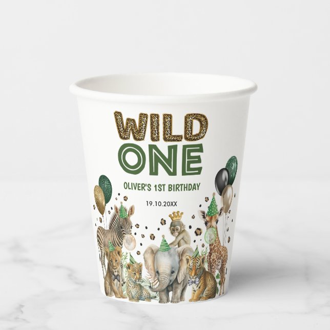 Niedliche Jungle Safari Tiere Wildtiere 1. Geburts Pappbecher (Vorderseite)