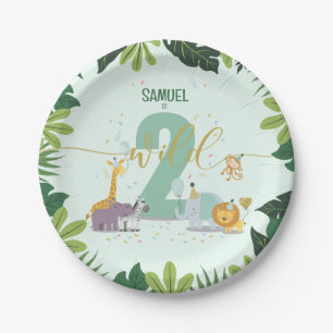 Niedliche Jungle Safari Tiere Zwei Wildtiere Gebur Pappteller