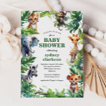 Niedliche Jungle Safari Tropical Animals Kinderdus Einladung<br><div class="desc">Niedliche Jungle Safari Tropical Animals Kinderdusche Einladung mit bezaubernden Kunstwerken von Aquarell Dschungeltieren und tropischen Pflanzen.</div>