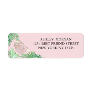 Niedliche Jungle Sloth Pink-Adresse