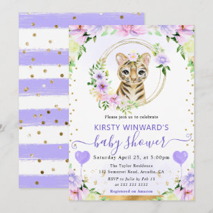 Niedliche Jungle Tiger Babydusche Einladung
