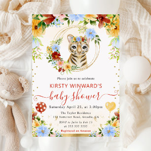 Niedliche Jungle Tiger Babydusche Einladung