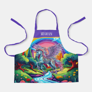 Niedliche Jungs Fantasy Unicorn geben Namen Schürze