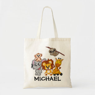 Niedliche Jungtiere Cartoon Rainforest Safari Tragetasche
