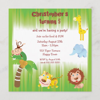 Niedliche Jungtiere Geburtstagsparty Einladung