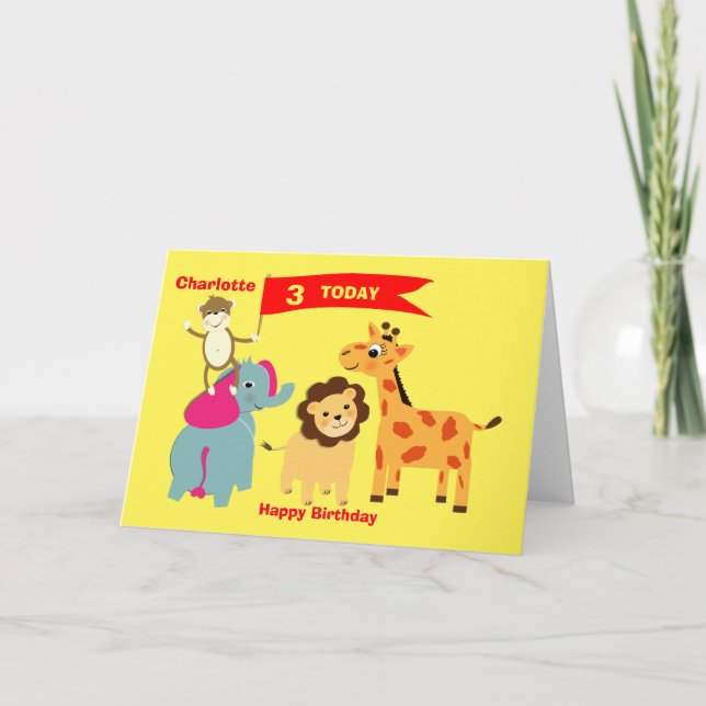 Niedliche Jungtiere glücklich Geburtstag Personali Karte (Vorderseite)