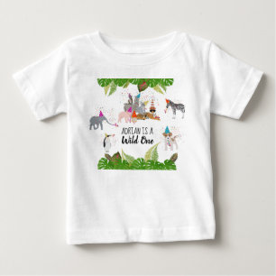 Niedliche Jungtiere im Party Wild One Baby T-shirt