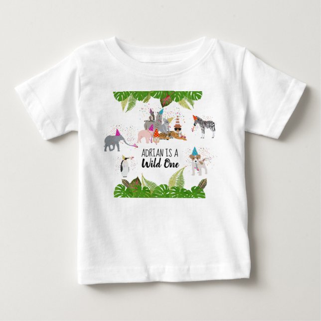 Niedliche Jungtiere im Party Wild One Baby T-shirt (Vorderseite)