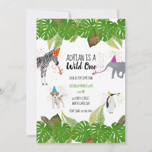 Niedliche Jungtiere im Party Wild One Einladung