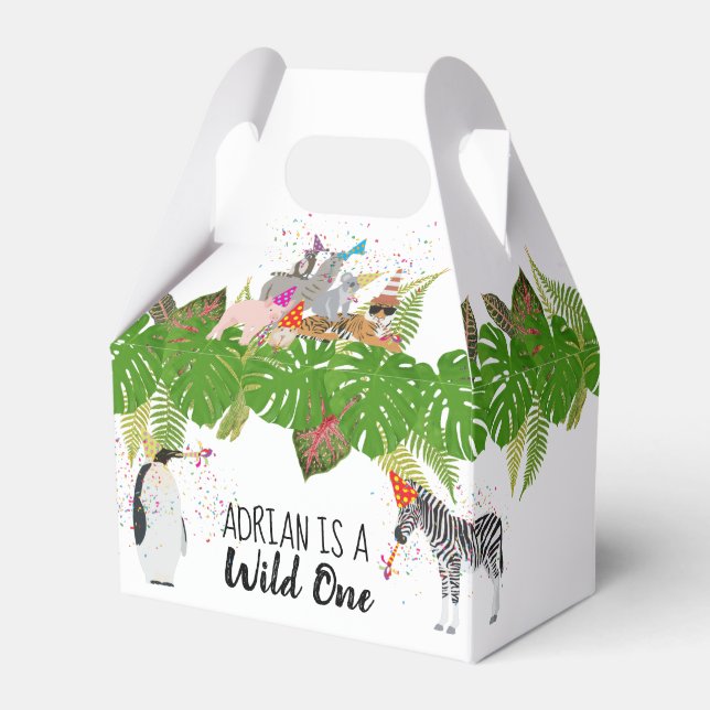 Niedliche Jungtiere im Party Wild One Geschenkschachtel (Vorderseite)