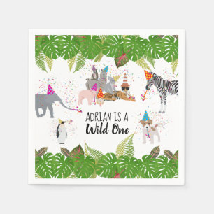 Niedliche Jungtiere im Party Wild One Serviette