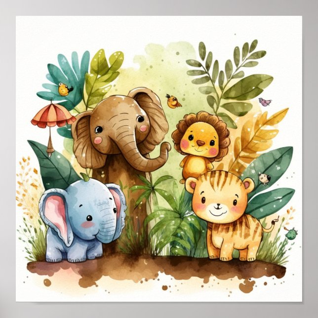 Niedliche Jungtiere Kinder Kinderzimmer Poster (Vorne)