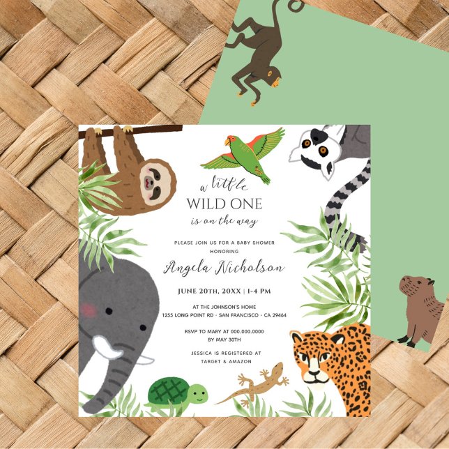 Niedliche Jungtiere Little Wild One Baby Dusche Einladung (Von Creator hochgeladen)