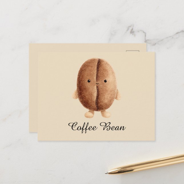 Niedliche Kaffeebohne Postkarte (Vorderseite/Rückseite Beispiel)